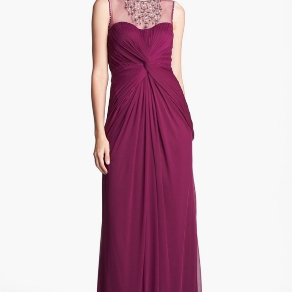 Adrianna Papell embellished jewel Neckline sleeveless chiffon gown - Picture 2 of 5